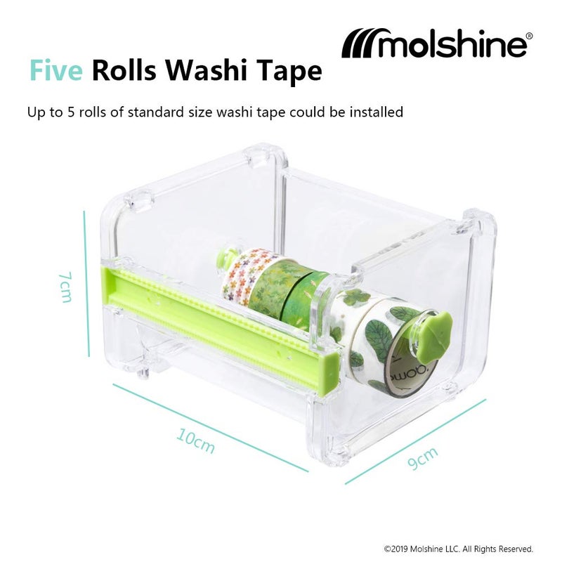 molshine 2 Pack Transparent Desktop Multi Washi Masking Tape Storage Dispenser,Tape Cutter,Tape Roll Holder (Not Include Masking Tape) (Beige) - Image 5